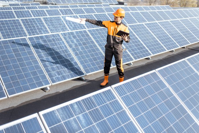 Engineer on a solar power plant